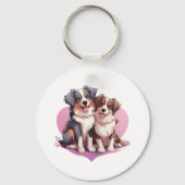 Sweet Cavalier Spaniel Couple in Heart Sleutelhanger (Achterkant)