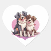 Sweet Cavalier Spaniel Paar in het hart Hart Sticker (Voorkant)