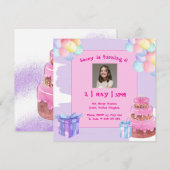 Sweet Celebration Balloons Verjaardag Uitnodiging (Voorkant / Achterkant)