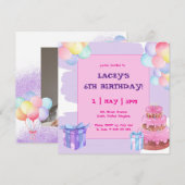 Sweet Celebration Balloons Verjaardag Uitnodiging (Voorkant / Achterkant)