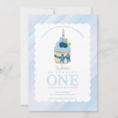 Sweet Celebration Blue Cupcake 1e verjaardag Kaart (Voorkant)