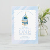 Sweet Celebration Blue Cupcake 1e verjaardag Kaart (Staand voorkant)