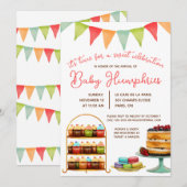 Sweet Celebration, Cake, Macaron Baby shower Kaart (Voorkant / Achterkant)