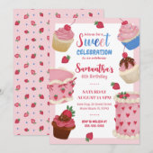 Sweet Celebration Cake Verjaardagsuitnodiging Kaart (Voorkant / Achterkant)