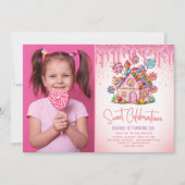 Sweet Celebration Candyland Foto Kinderen Verjaard Kaart (Voorkant)