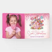 Sweet Celebration Candyland Foto Kinderen Verjaard Spandoek (Horizontaal)