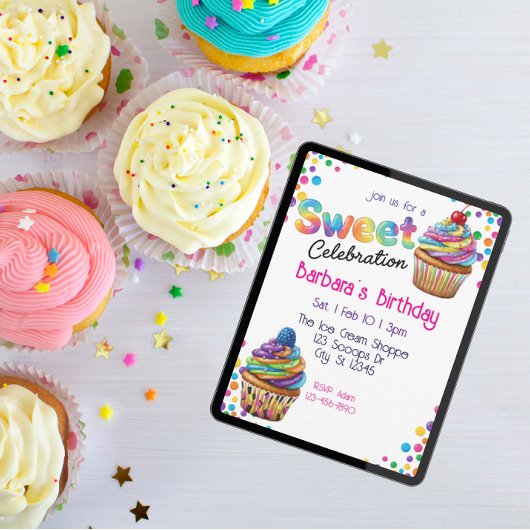 Sweet Celebration Colorful Cupcake Birthday Kaart