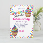 Sweet Celebration Colorful Cupcake Birthday Kaart (Staand voorkant)