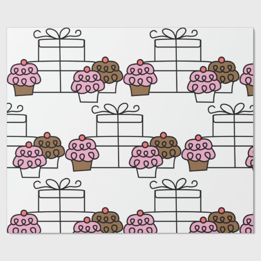 Sweet Celebration Cupcake en geschenkdoos Cadeaupapier (Vlak)