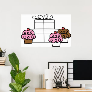 Sweet Celebration Cupcake en geschenkdoos Poster