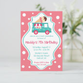 Sweet Celebration Ice Cream Truck Birthday Party Kaart (Staand voorkant)