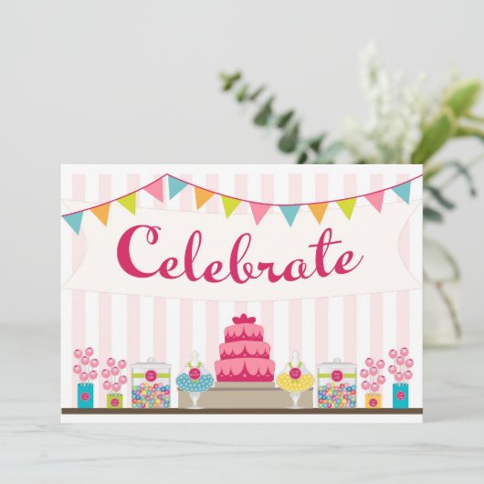 Sweet Celebration Invitation Kaart (Staand voorkant)
