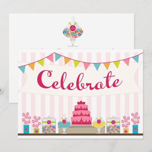 Sweet Celebration Invitation Kaart (Voorkant / Achterkant)