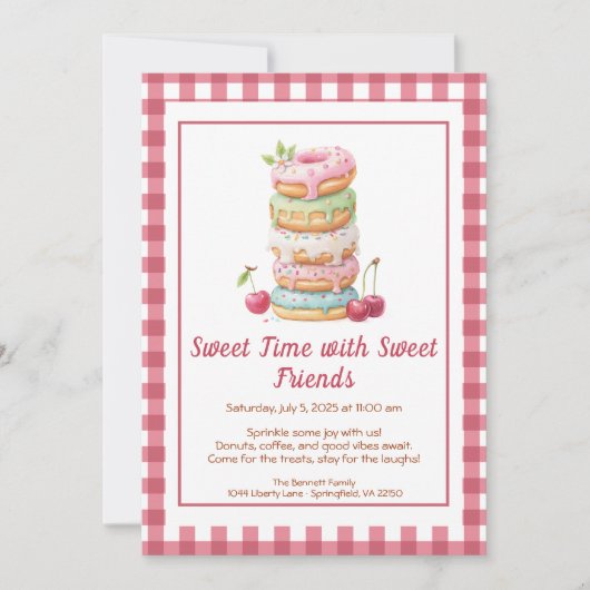 Sweet Celebration Invite – Colorful Donuts Party Kaart (Voorkant)
