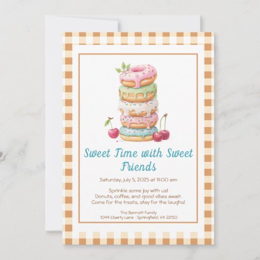 Sweet Celebration Invite – Colorful Donuts Party Kaart (Voorkant)