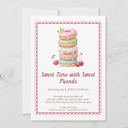 Sweet Celebration Invite – Colorful Donuts Party Kaart (Voorkant)