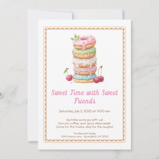 Sweet Celebration Invite – Colorful Donuts Party Kaart (Voorkant)
