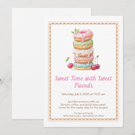 Sweet Celebration Invite – Colorful Donuts Party  Kaart (Voorkant / Achterkant)