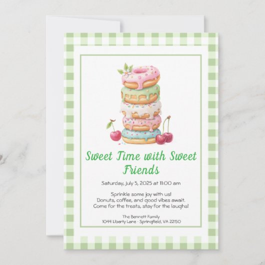 Sweet Celebration Invite – Colorful Donuts Party  Kaart (Voorkant)