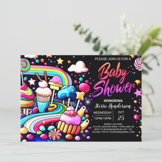 Sweet Celebration Lollipop Baby shower Kaart (Staand voorkant)