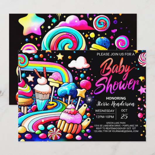 Sweet Celebration Lollipop Baby shower Kaart (Voorkant / Achterkant)