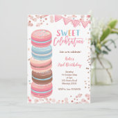Sweet Celebration Macaroon Girl Birthday Party Kaart (Staand voorkant)