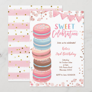 Sweet Celebration Macaroon Girl Birthday Party Kaart
