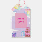 Sweet Celebration: Paarse en roze verjaardag Cadeaulabel (Achterkant)