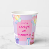 Sweet Celebration: Paarse en roze verjaardag Papieren Bekers (Achterkant)