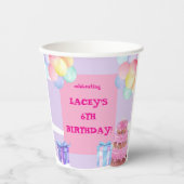 Sweet Celebration: Paarse en roze verjaardag Papieren Bekers (Voorkant)
