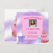 Sweet Celebration: Paarse Roze Verjaardagsuitnodig Kaart (Voorkant / Achterkant)