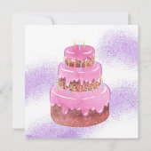 Sweet Celebration: Paarse Roze Verjaardagsuitnodig Kaart (Achterkant)