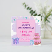 Sweet Celebration: Paarse Roze Verjaardagsuitnodig Kaart (Staand voorkant)