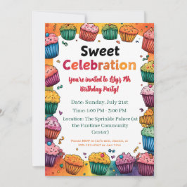 "Sweet Celebration" Party met een kleurrijke cupca Kaart