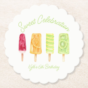 Sweet Celebration Popsicle Verjaardag Kartonnen Onderzetters