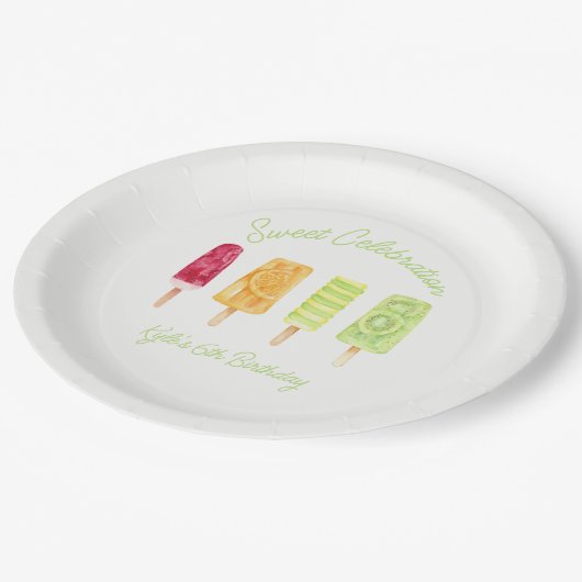 Sweet Celebration Popsicle Verjaardag Papieren Bordje (Gekanteld)