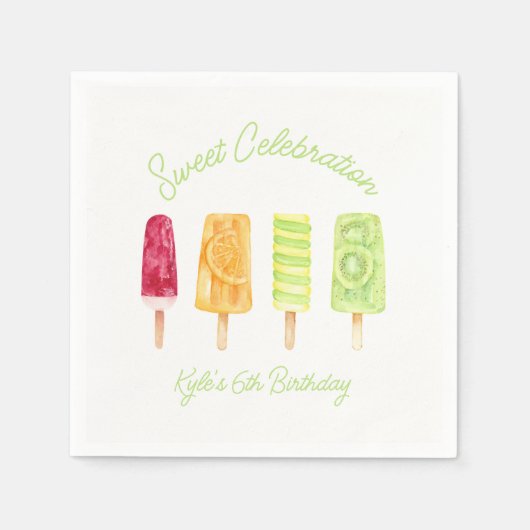 Sweet Celebration Popsicle Verjaardagsfeest Servet (Voorkant)