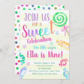 Sweet Celebration Snoep Uitnodiging voor verjaarda (Voorkant / Achterkant)