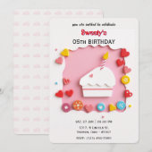Sweet Celebration Verjaardag Uitnodiging (Voorkant / Achterkant)