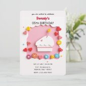 Sweet Celebration Verjaardag Uitnodiging (Staand voorkant)