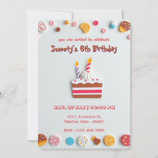Sweet Celebration Verjaardag Uitnodiging (Voorkant)