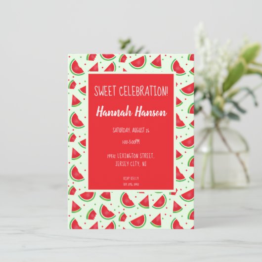 Sweet Celebration Watermeloen Patroon Lichtgroen Kaart (Staand voorkant)
