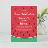 Sweet Celebration Watermelon Birthday Invitation Kaart (Staand voorkant)