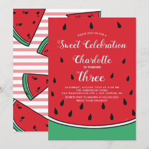 Sweet Celebration Watermelon Birthday Invitation Kaart