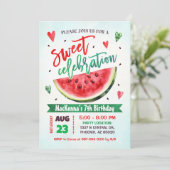 Sweet Celebration Watermelon Verjaardagsfeestje Kaart (Staand voorkant)