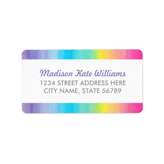 Sweet Celebration Waterverf Rainbow Address Label (Voorkant)