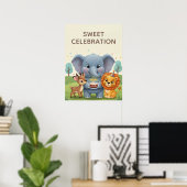 Sweet Celebration Woodland Animals Kids Wall Art Poster (Thuiskantoor)