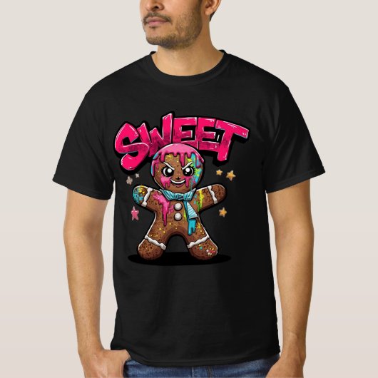 Sweet Chaos – Graffiti Gingerbread Christmas Shirt (Voorkant)