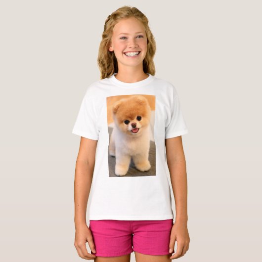 Sweet Charming Pomeranian Unique Girls' T-Shirt. T-shirt (Voorkant volledig)