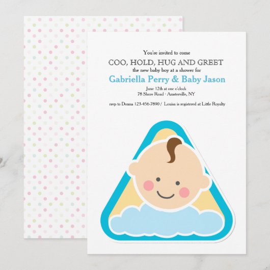 Sweet Cheeks Baby Boy Douche Uitnodiging (Voorkant / Achterkant)